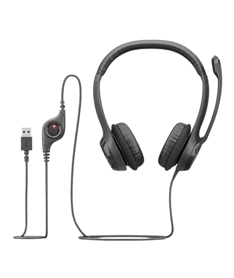 Audífonos Logitech H390, Diadema con micrófono USB, negro